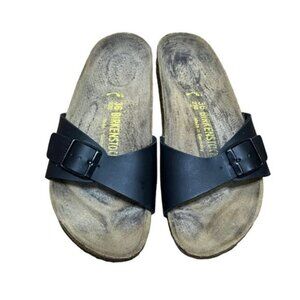 Birkenstock Madrid Slip On Black Birko Flor Sandals Women Size 36‎